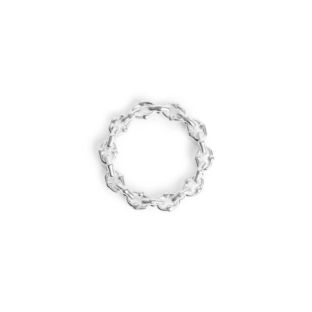 SILVER UMLAUT LINK RING