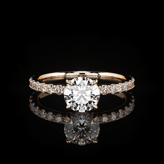 Pave Rail Castel Pavé Round 14K Rose Gold