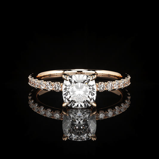 Pave Rail Castel Pavé Cushion 14K Rose Gold