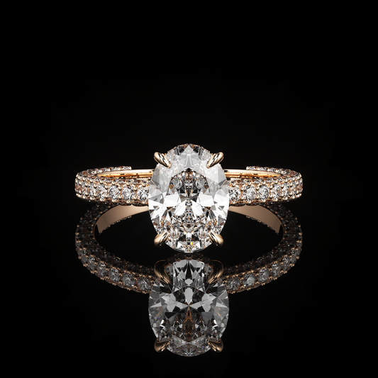 Pave Rail 3 Row Pavé Oval 14K Rose Gold