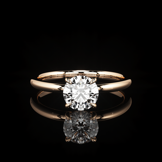 Pave Rail High Polish Round 14K Rose Gold