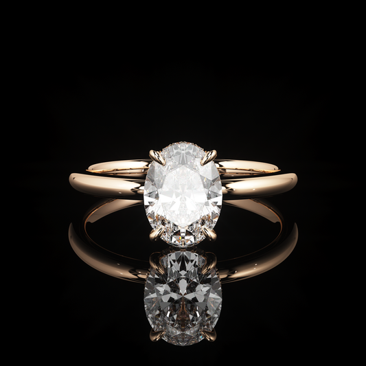 Pave Rail High Polish Oval 14K Rose Gold