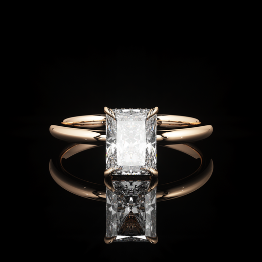 Pave Rail High Polish Radiant 14K Rose Gold