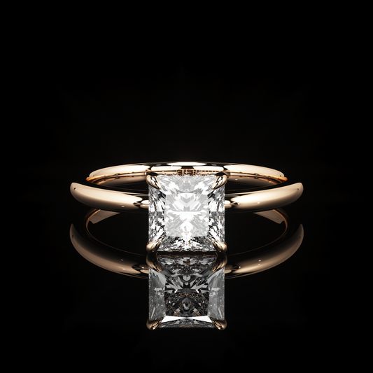 Pave Rail High Polish Princess 14K Rose Gold