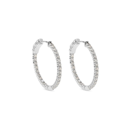 .75 INCH DIAMOND HOOP EARRINGS