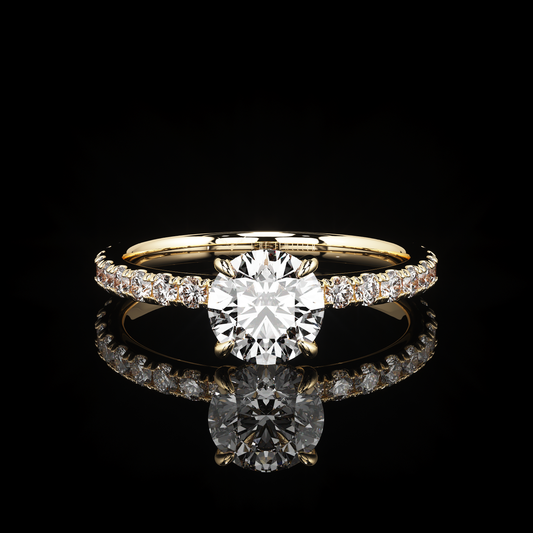 Pave Rail Castel Pavé Round 18K Yellow Gold