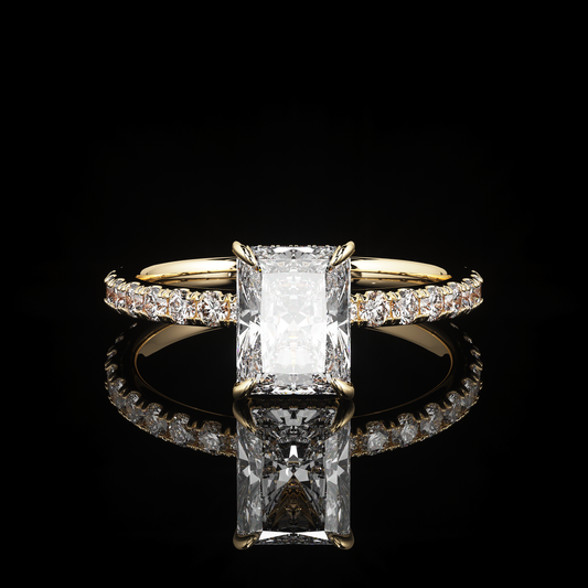 Pave Rail Castel Pavé Radiant 14K Yellow Gold
