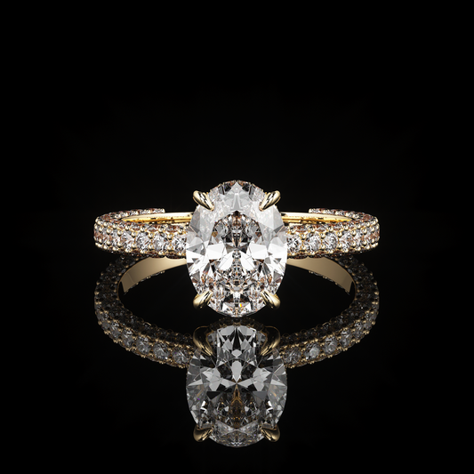 Pave Rail 3 Row Pavé Oval 18K Yellow Gold