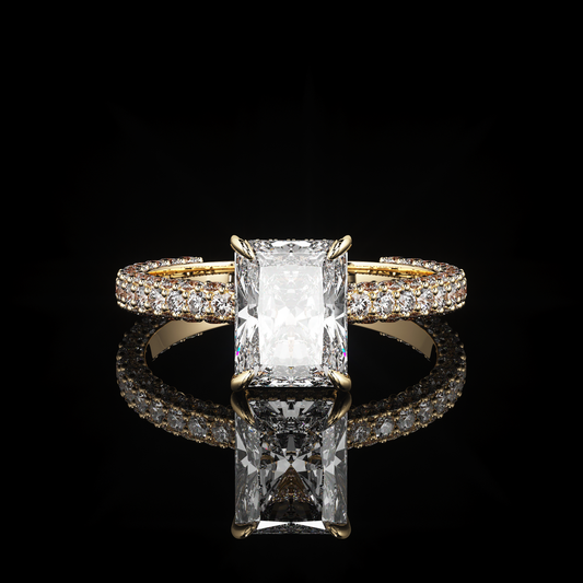 Pave Rail 3 Row Pavé Radiant 18K Yellow Gold