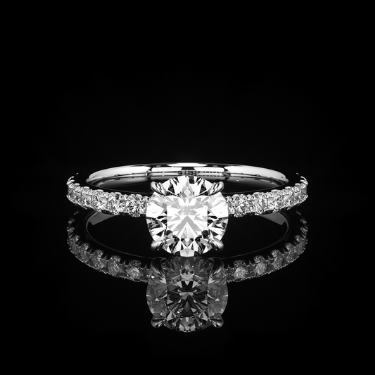Pave Rail Castel Pavé Round Platinum