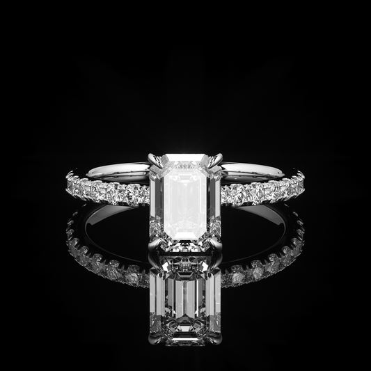 Pave Rail Castel Pavé Emerald Platinum