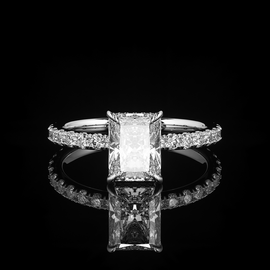 Pave Rail Castel Pavé Radiant 18K White Gold