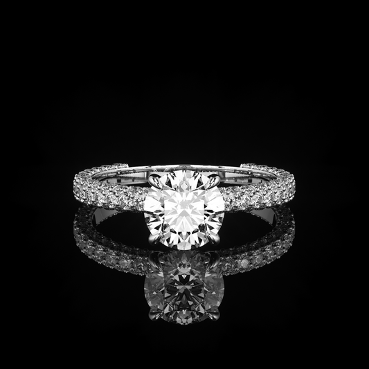 Pave Rail 3 Row Pavé Round Platinum