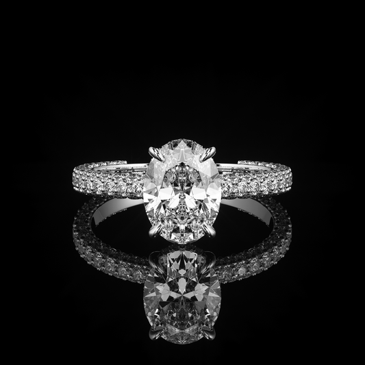 Pave Rail 3 Row Pavé Oval 18K White Gold