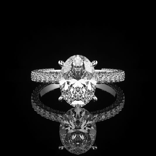 Solitaire 3 Row Pavé Oval Platinum