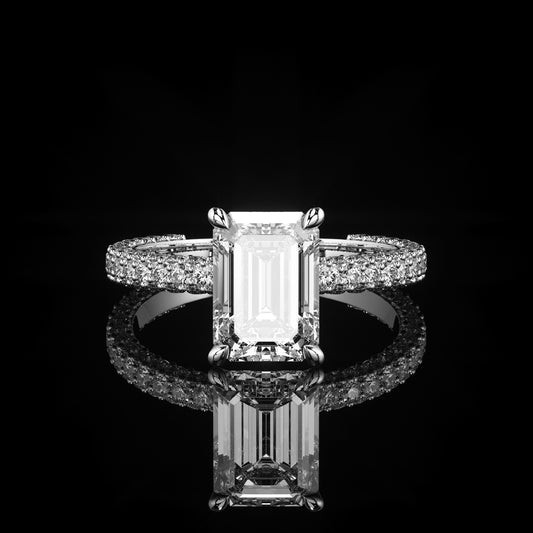 Solitaire 3 Row Pavé Emerald Platinum