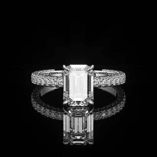 Pave Rail 3 Row Pavé Emerald Platinum