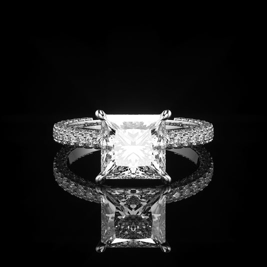 Solitaire 3 Row Pavé Princess Platinum