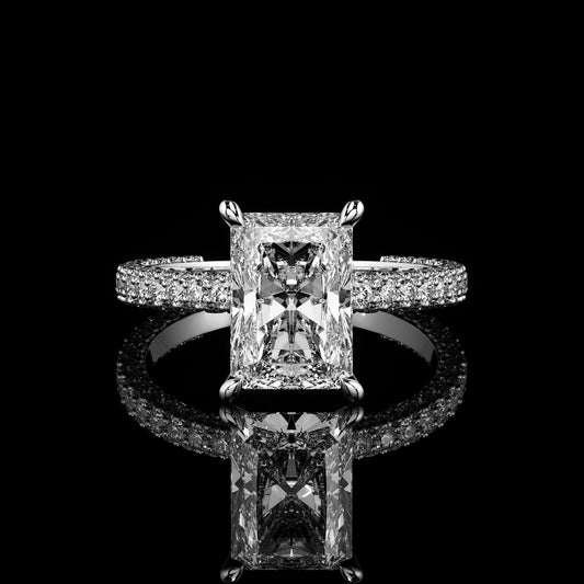 Solitaire 3 Row Pavé Radiant Platinum