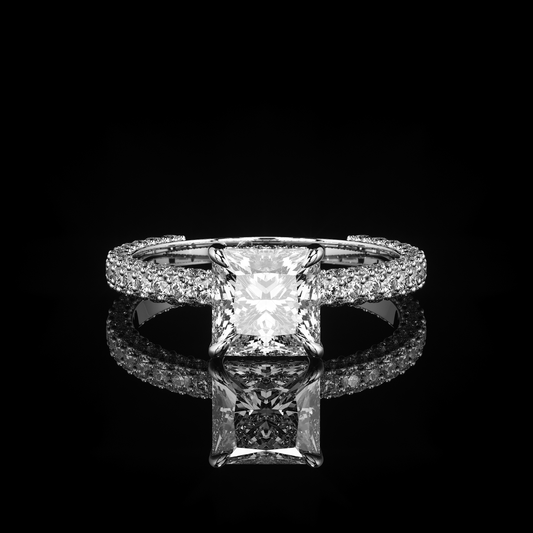 Pave Rail 3 Row Pavé Princess Platinum