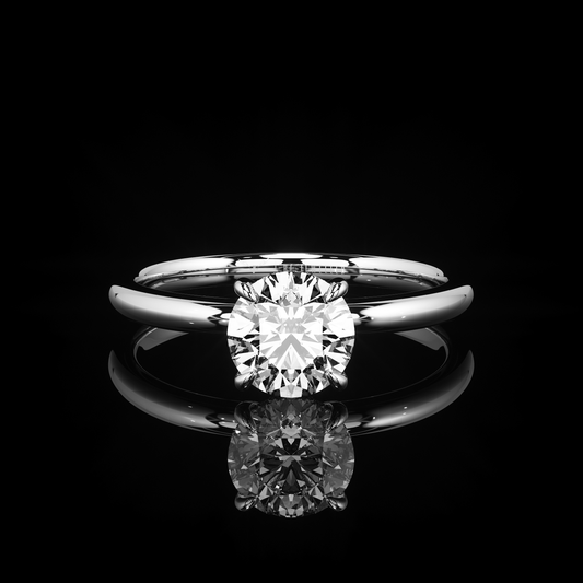 Pave Rail High Polish Round 18K White Gold
