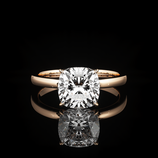 Solitaire High Polish Cushion 14K Rose Gold