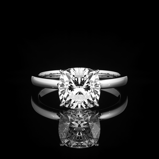 Solitaire High Polish Cushion Platinum