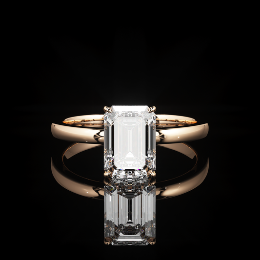 Solitaire High Polish Emerald 14K Rose Gold