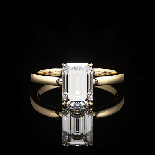Solitaire High Polish Emerald 18K Yellow Gold
