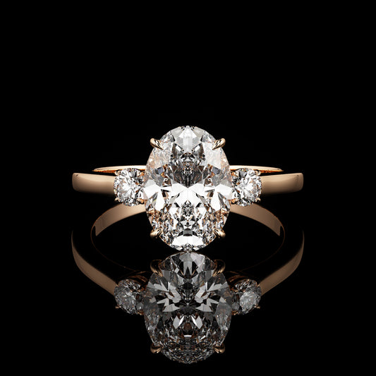 Three Stone High Polish Oval 14K Rose Gold