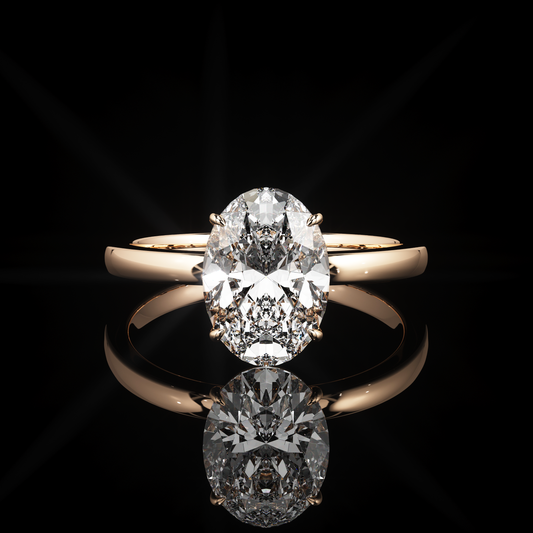 Solitaire High Polish Oval 14K Rose Gold