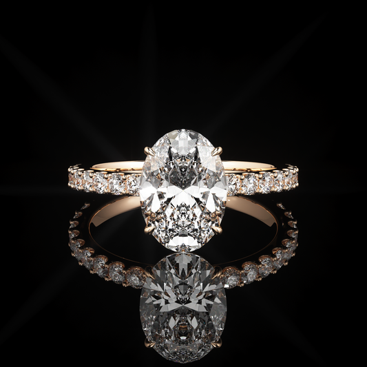Solitaire Castel Pavé Oval 14K Rose Gold