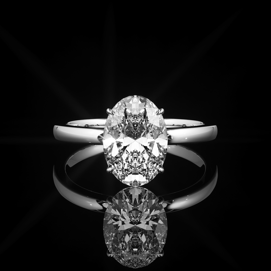 Solitaire High Polish Oval Platinum