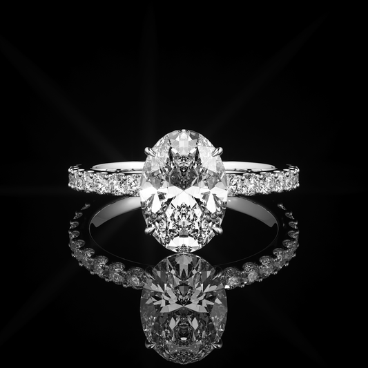 Solitaire Castel Pavé Oval Platinum