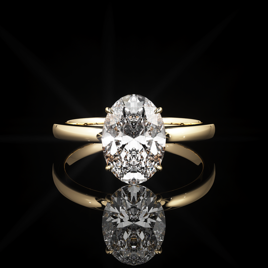 Solitaire High Polish Oval 14K Yellow Gold