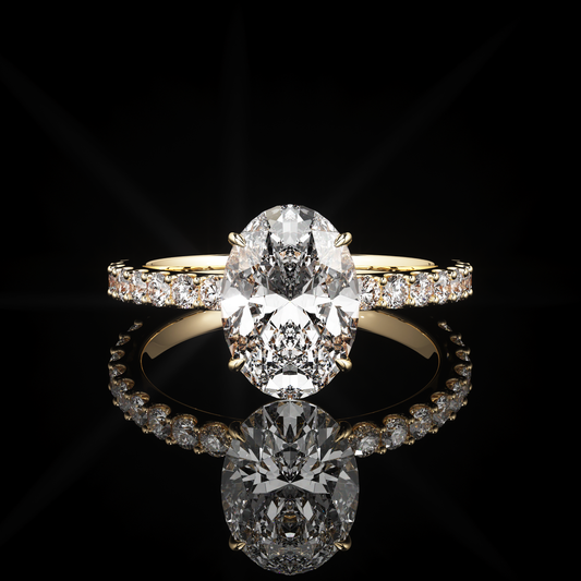 Solitaire Castel Pavé Oval 18K Yellow Gold