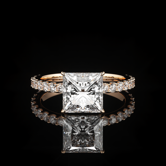 Solitaire Castel Pavé Princess 14K Rose Gold