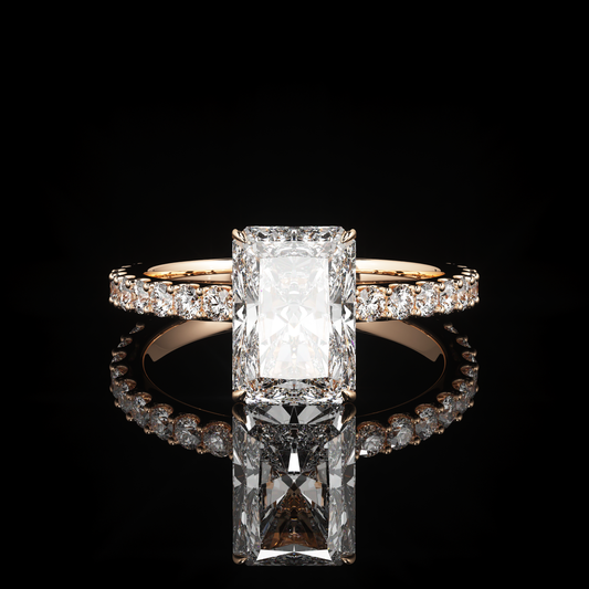 Solitaire Castel Pavé Radiant 14K Rose Gold