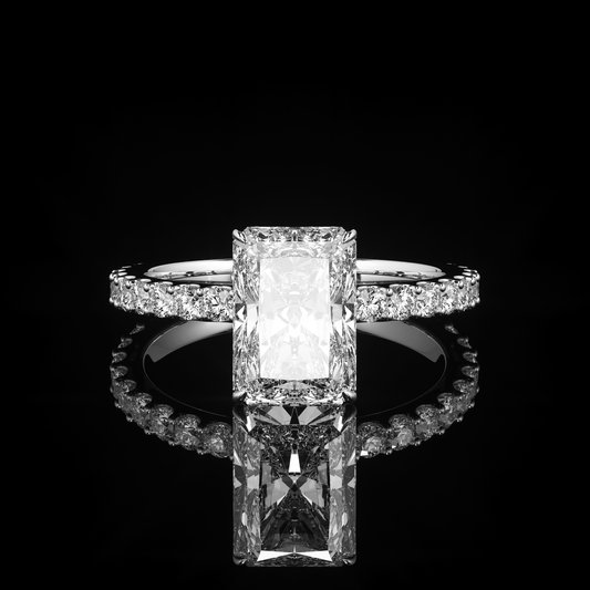 Solitaire Castel Pavé Radiant 18K White Gold