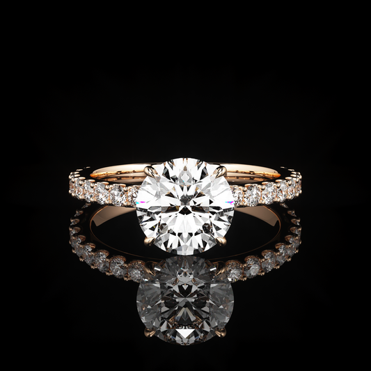 Solitaire Castel Pavé Round 14K Rose Gold