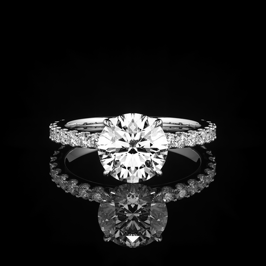 Solitaire Castel Pavé Round Platinum