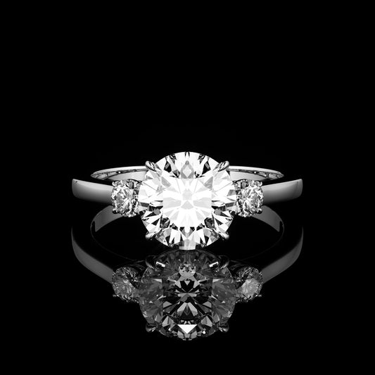 Three Stone High Polish Round Platinum