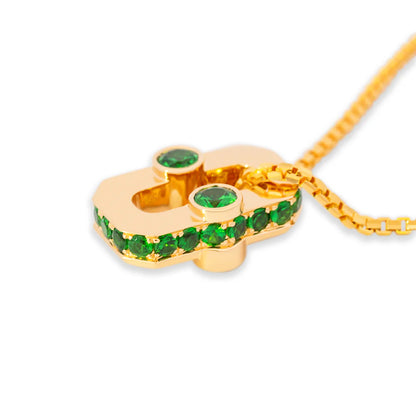 VARSITY UMLAUT GREEN GARNET PENDANT