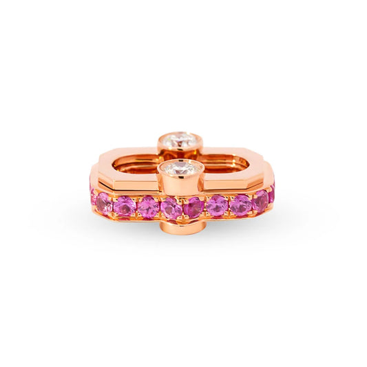 VARSITY UMLAUT PINK SAPPHIRE PENDANT