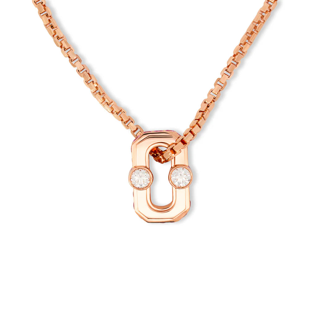 VARSITY UMLAUT PINK SAPPHIRE PENDANT