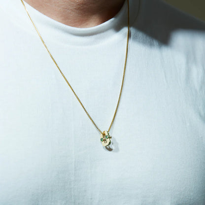 VARSITY UMLAUT GREEN GARNET PENDANT