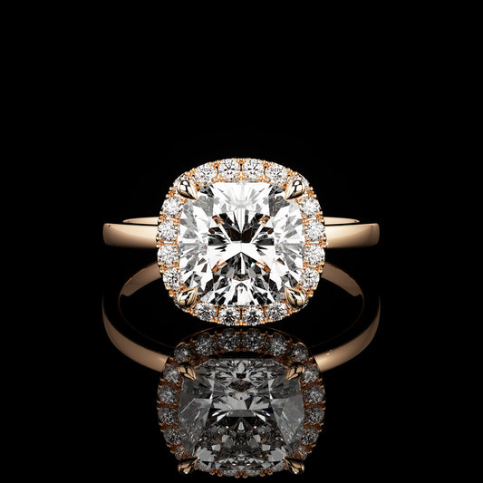 Halo High Polish Cushion 14K Rose Gold