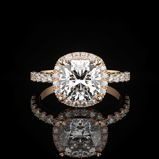 Halo Castel Pavé Cushion 14K Rose Gold