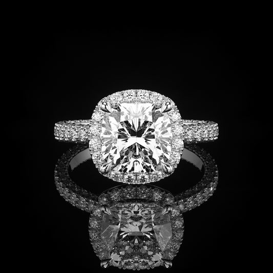 Halo 3 Row Pavé Cushion Platinum