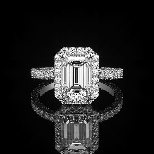 Halo 3 Row Pavé Emerald Platinum